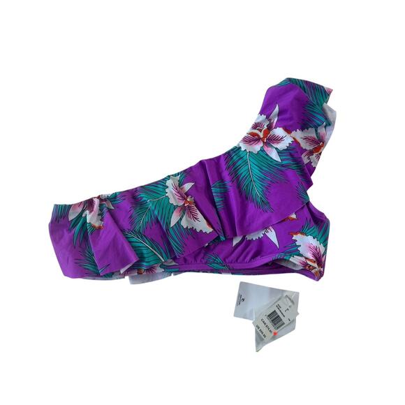 NWT Rip Curl Large Bikini Swim Top Hot Shot One Shoulder Purple Ruffle $60 #5130 - Picture 1 of 7